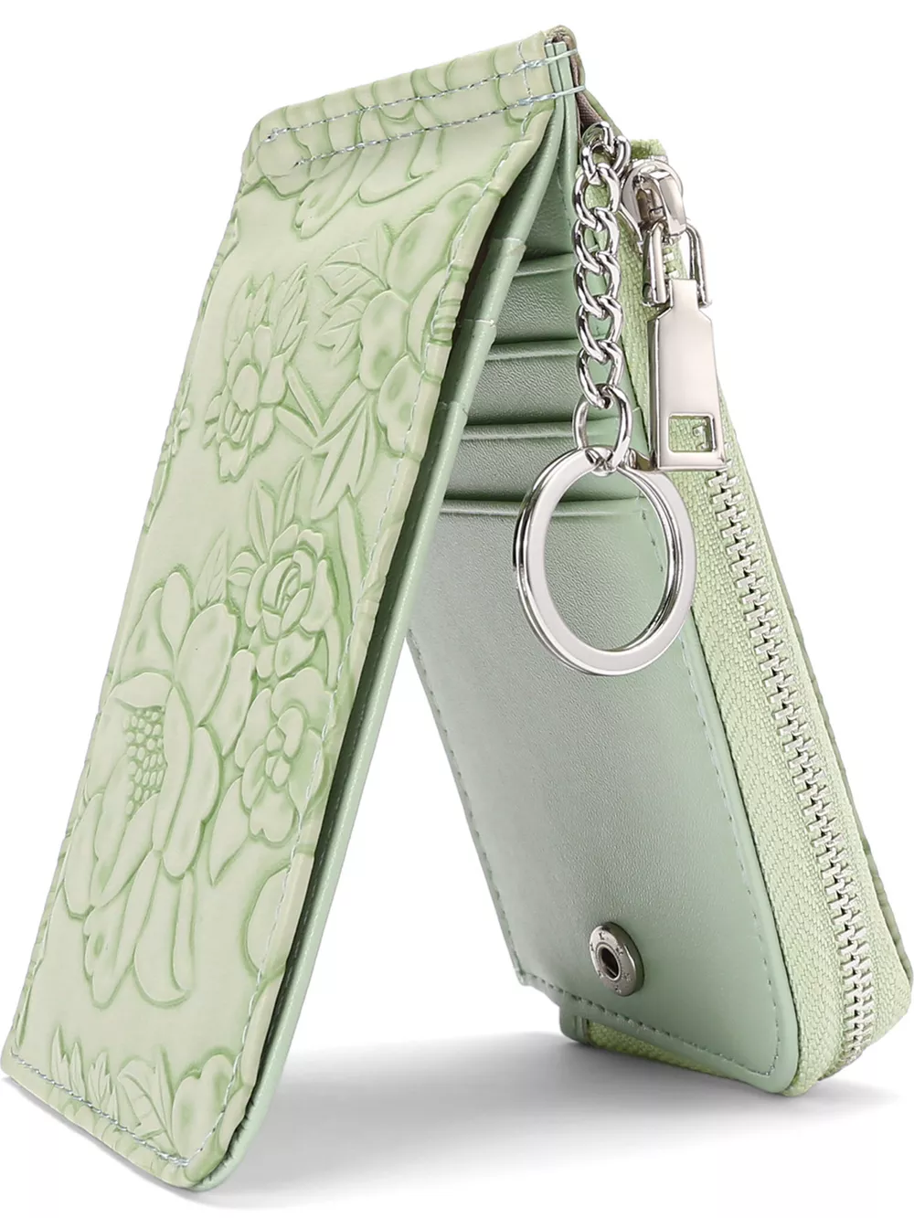 Embossed Floral Leather Bifold Wallet, image 2