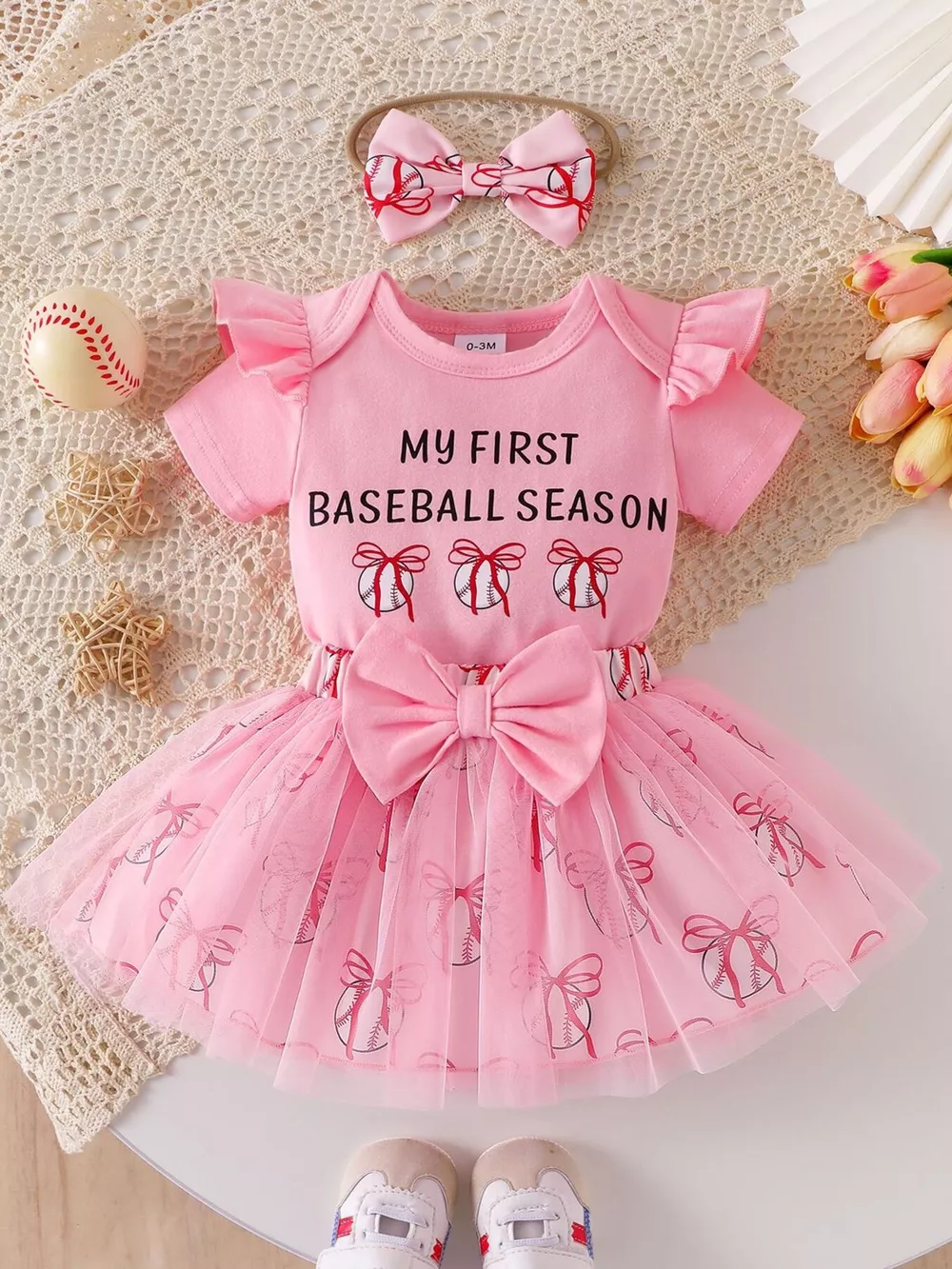 Children's Letter Graphic Bodysuit and Skirt Set with Headband, image 6