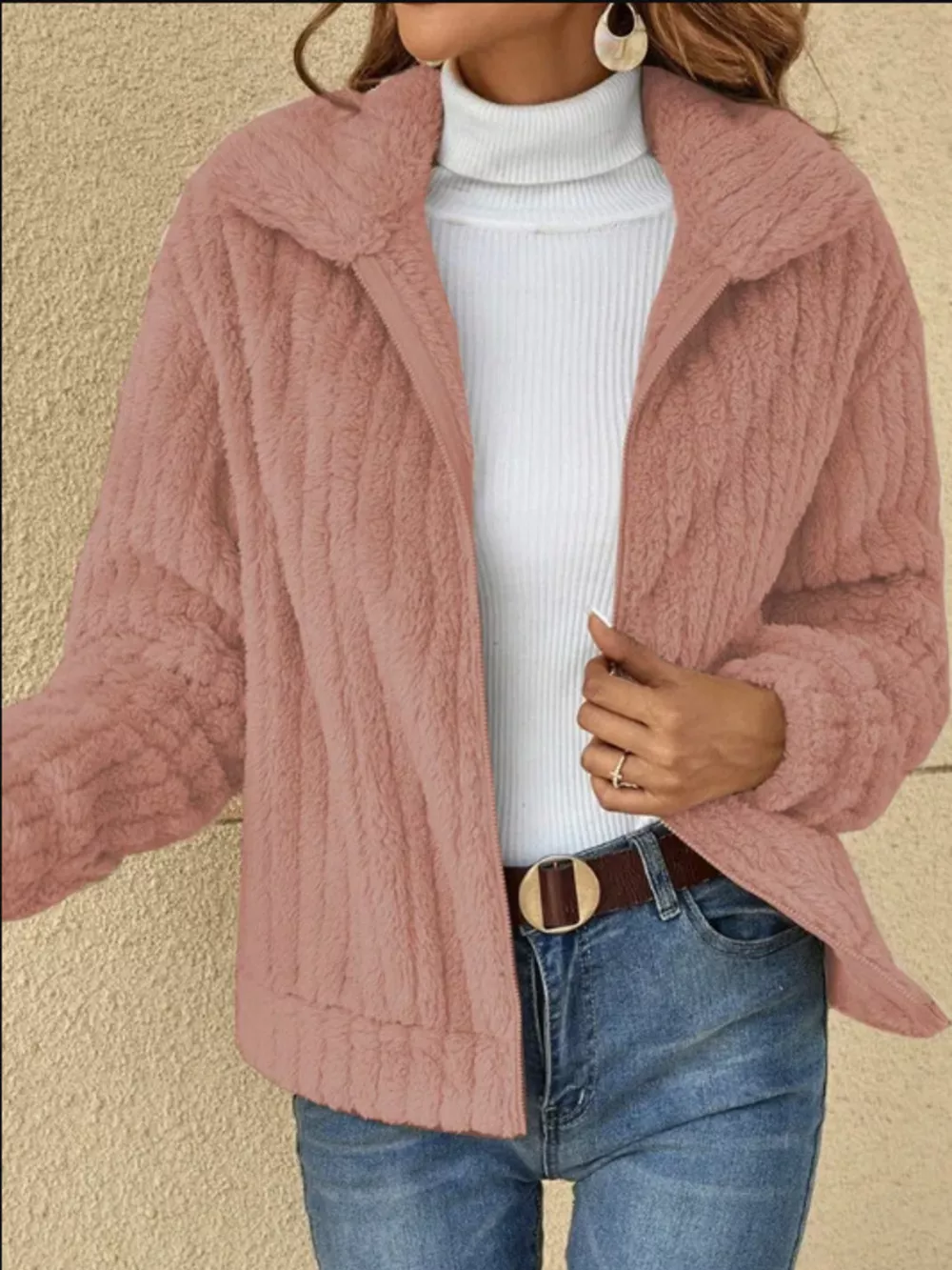 Full Size Faux Fur Zip-Up Outerwear Plus Size, image 7