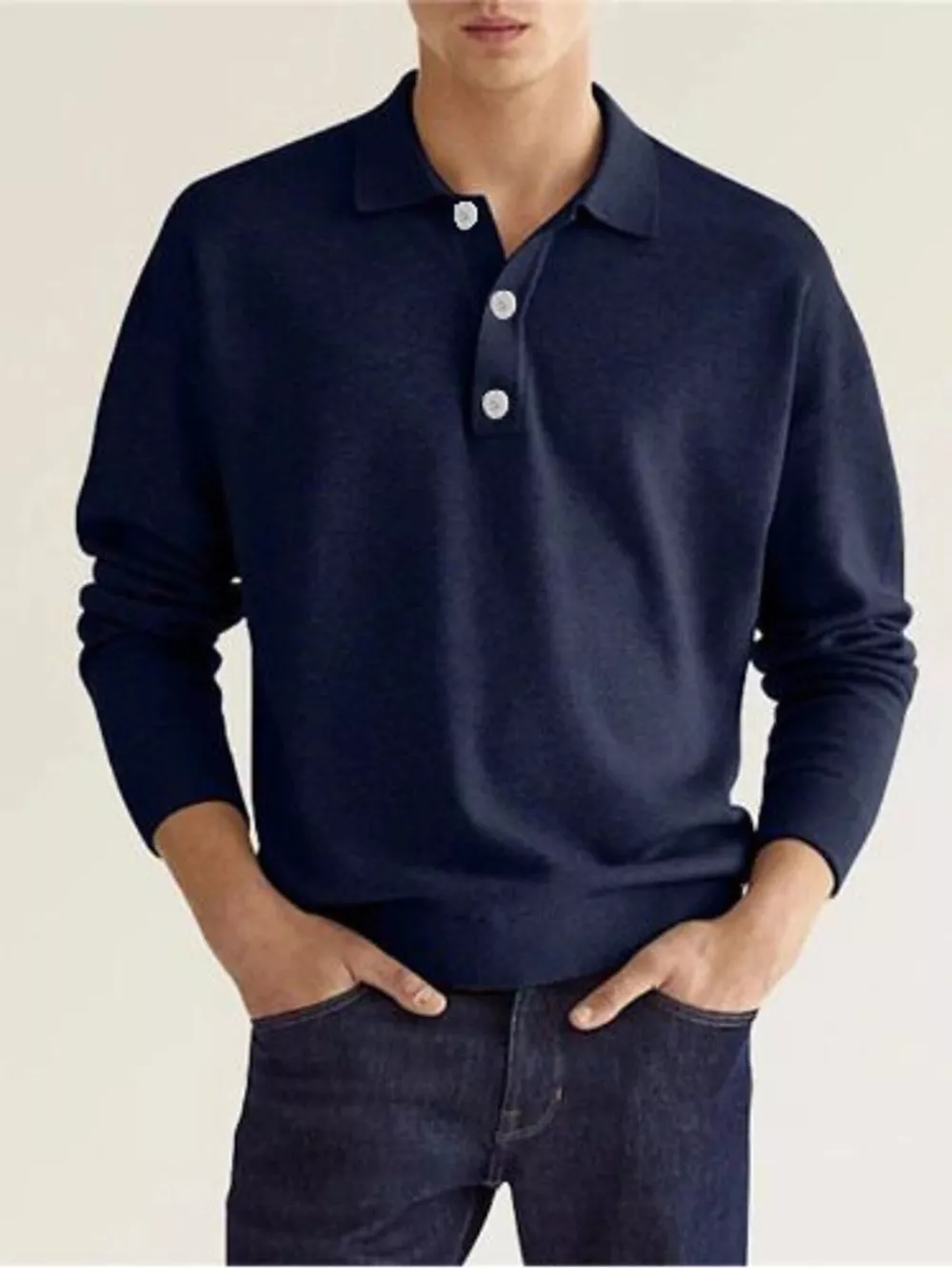 Men's Plus Size Long Sleeve Casual Polo Shirt, image 7