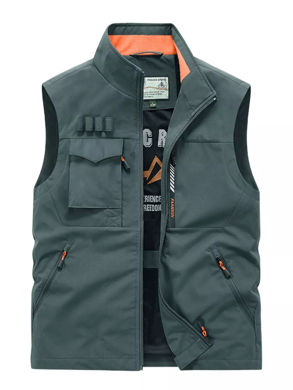 Men's Plus Size Multi-Pocket Zip Up Vest, image 4