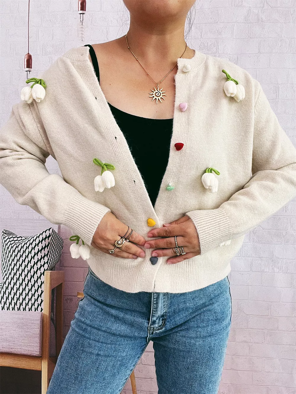 Flower Button Up Long Sleeve Cardigan, image 20