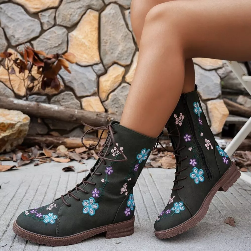 Round Toe Block Heels Boots, image 7