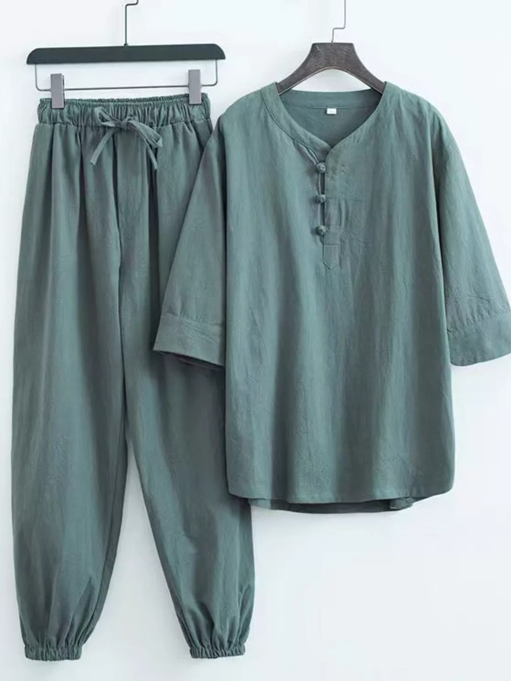 Men's Plus Size Chinese Style Top and Pants Set
