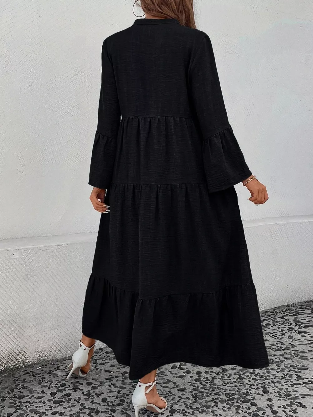 Ruffle Hem Button Front Tiered Dress, image 23