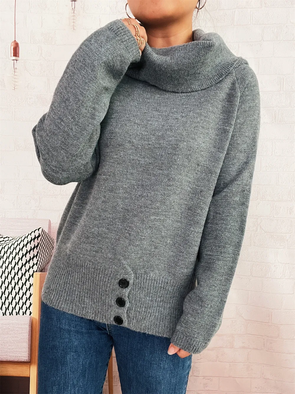 Striped Turtleneck Long Sleeve Sweater