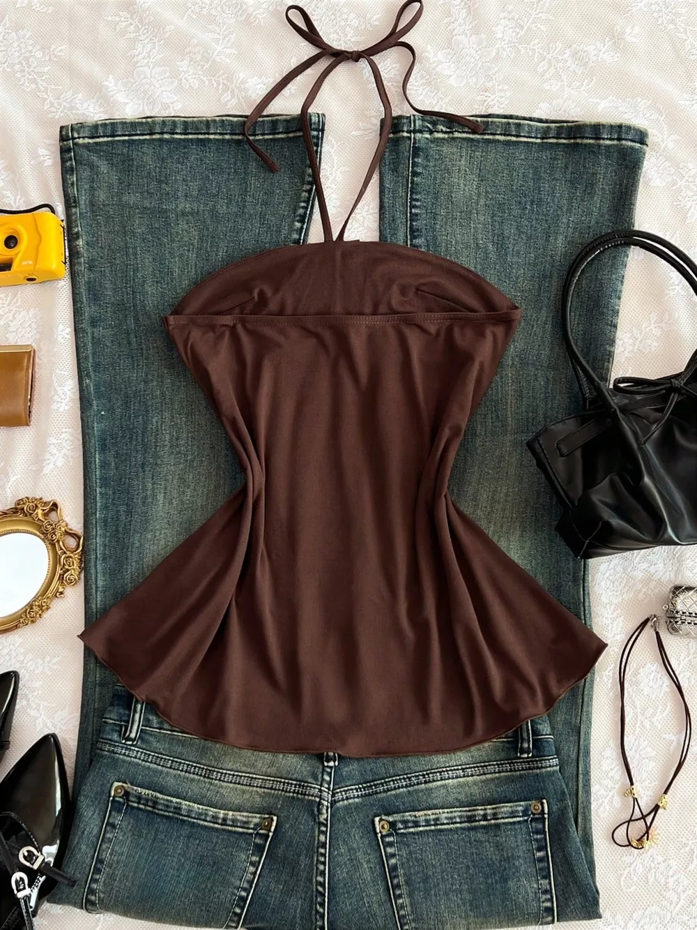 Embellished Front Halter Neck Cami, image 9
