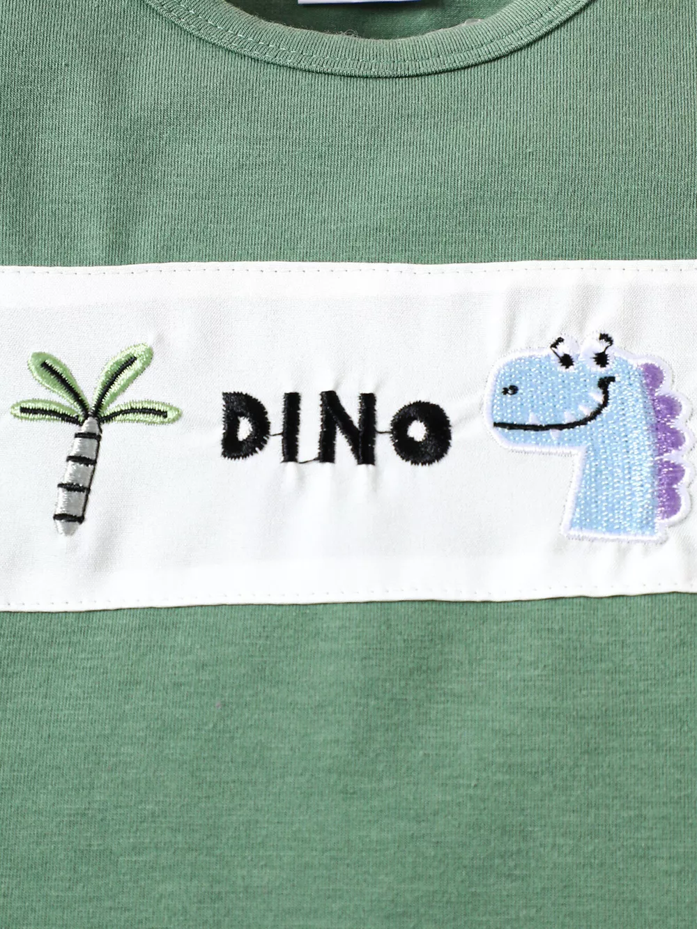 Children's Dino Embroidered Tee & Striped Shorts Set, image 3