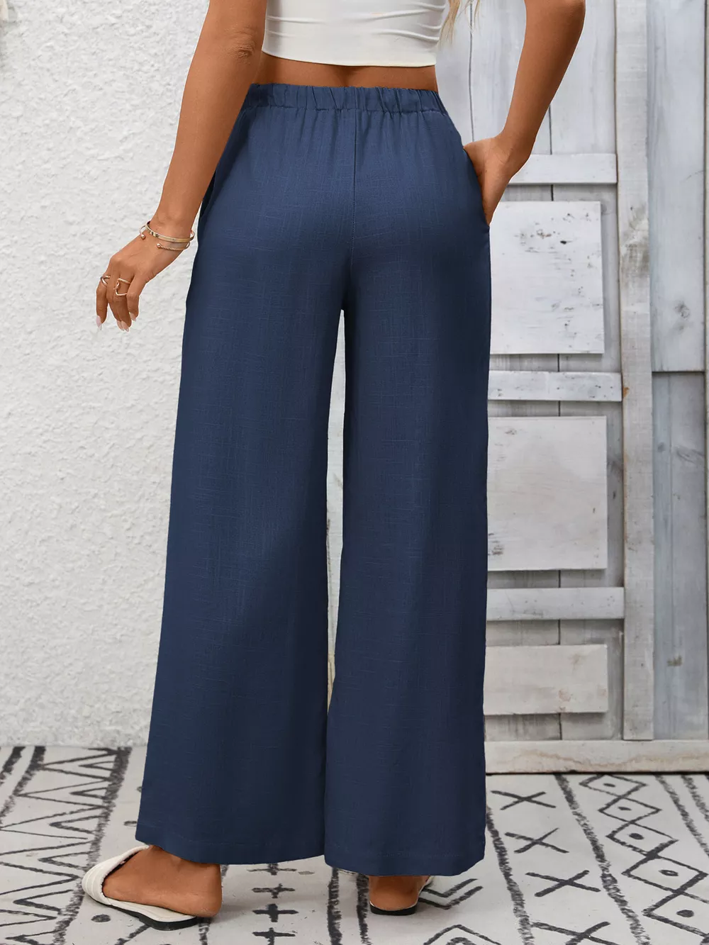 Drawstring High Waist Wide Leg Pants, image 16