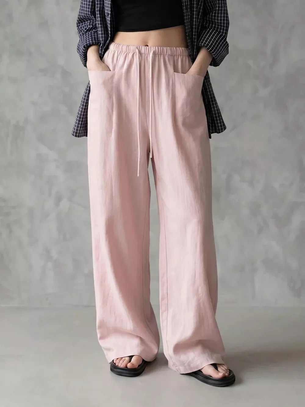 Full Size Drawstring Wide-Leg Casual Pants Plus Size, image 22