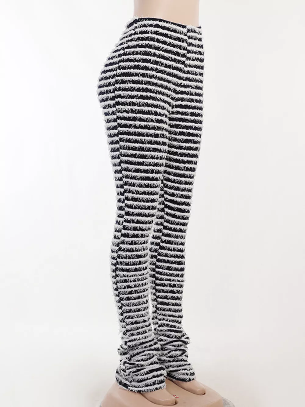 Striped Fuzzy Textured Knit Pants, image 5