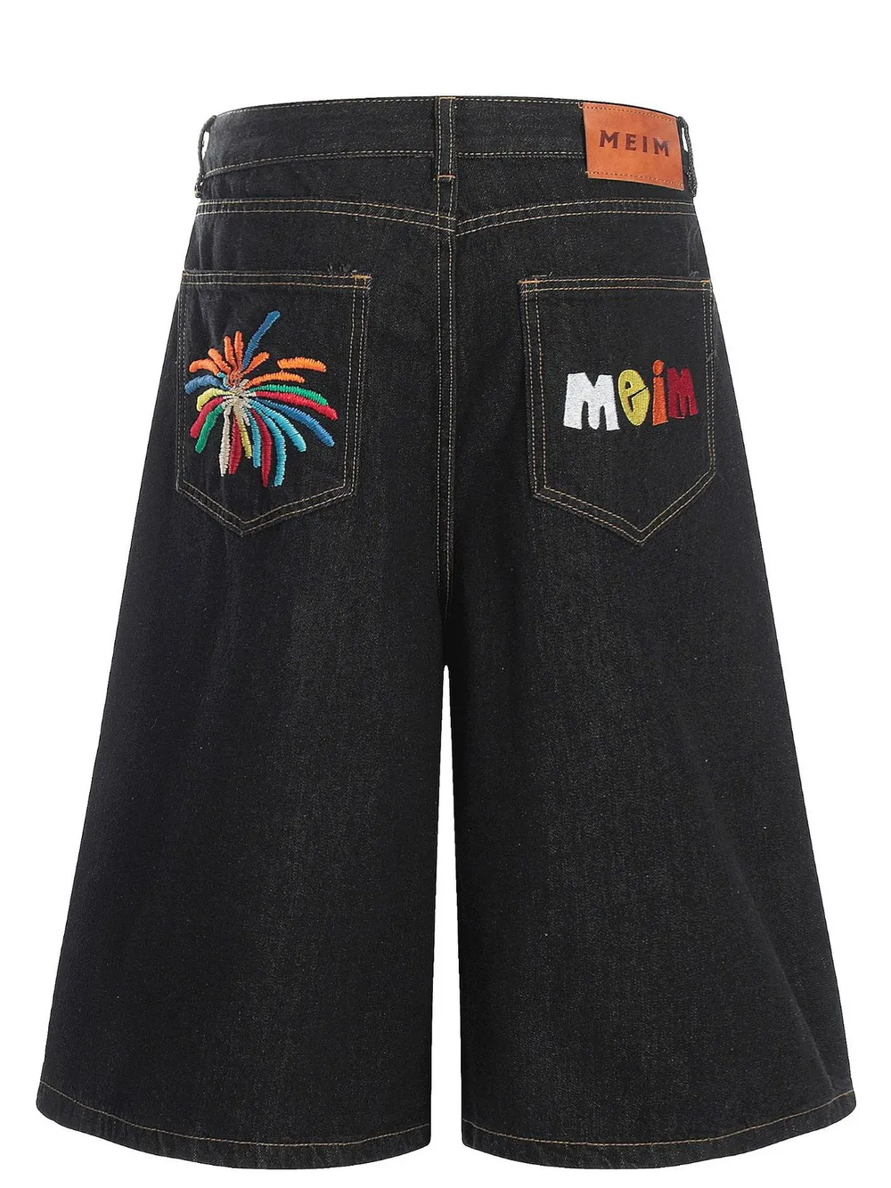 Men's Wide Leg Wash Denim Shorts, image 3