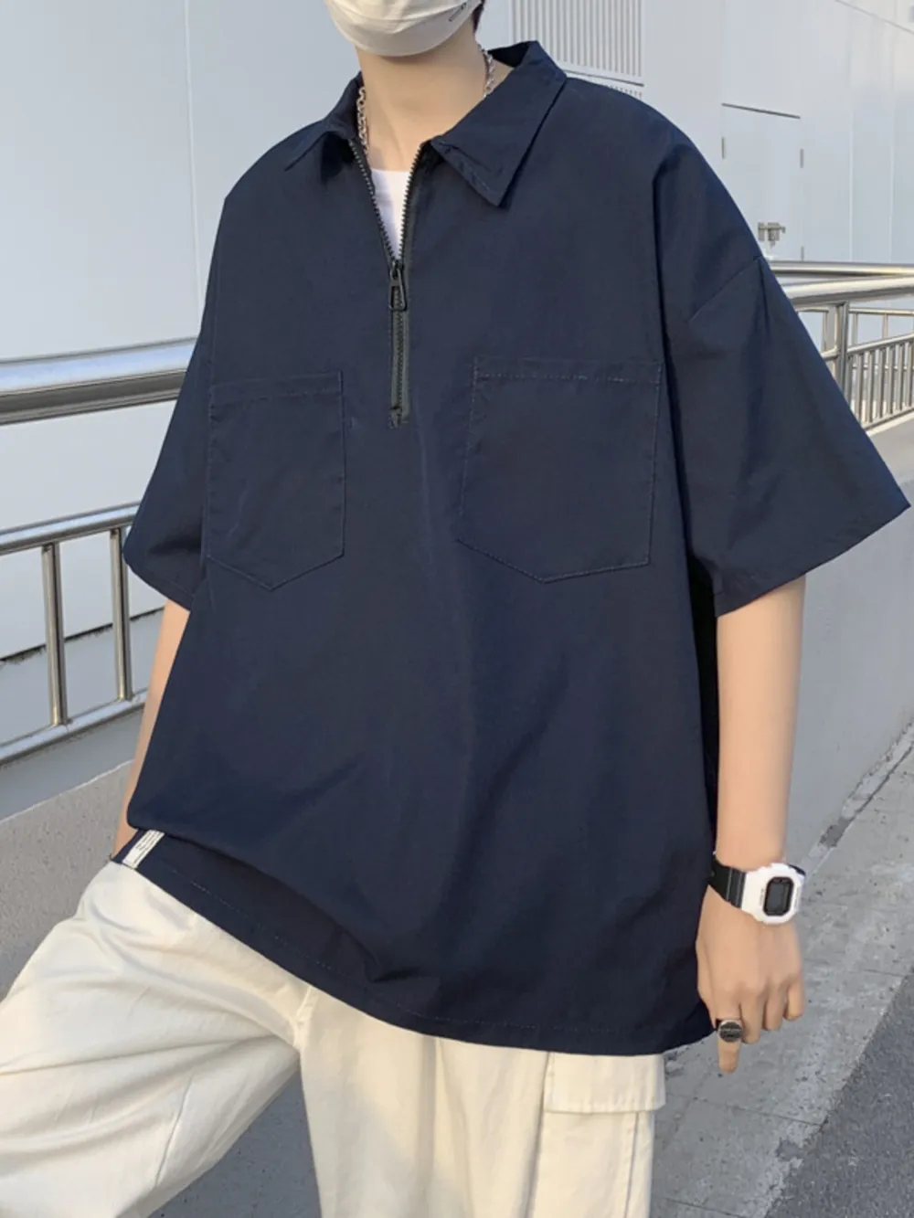 Men's Half-Zip Oversized Blouse, image 6