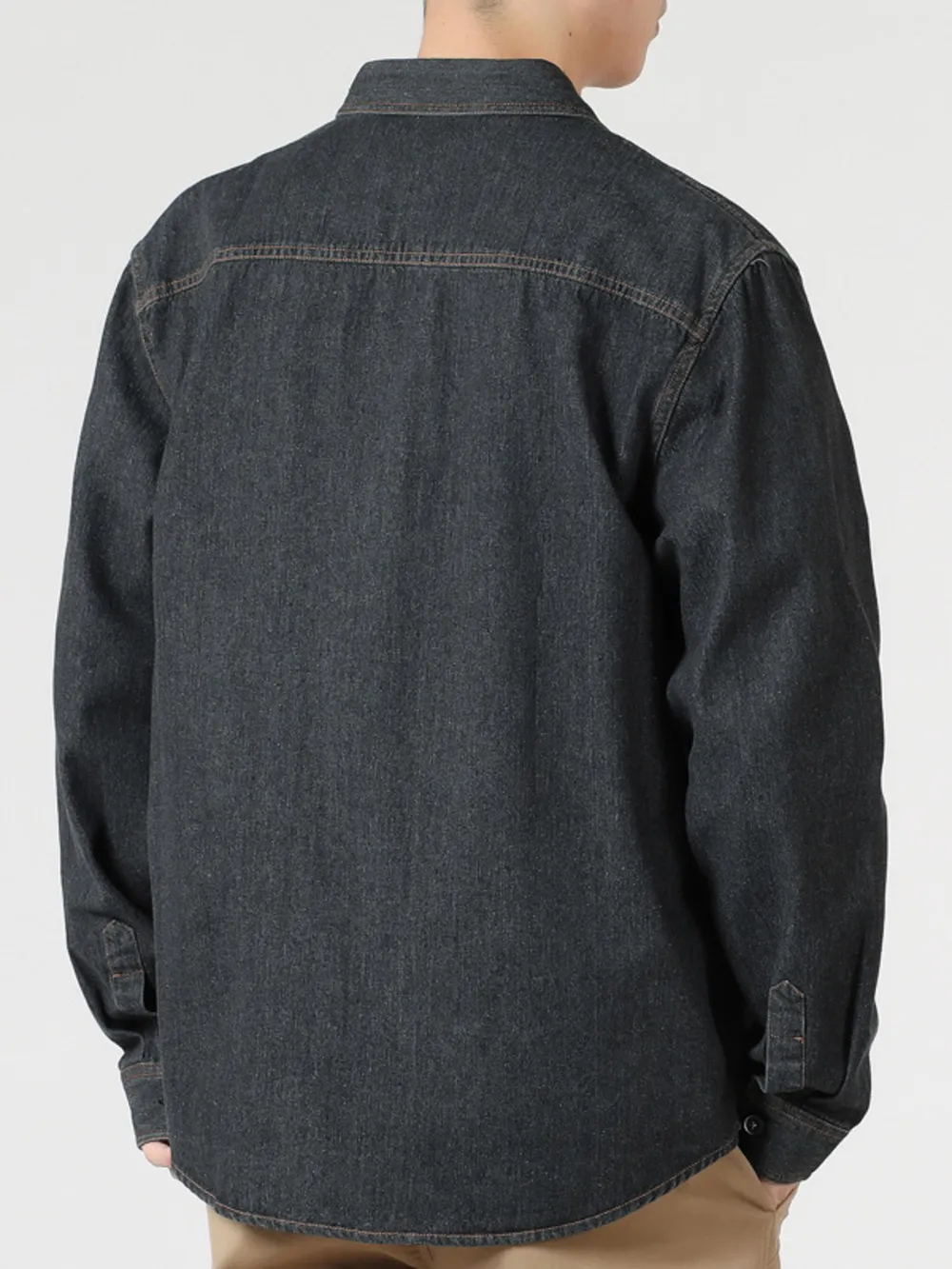 Men's Plus Size Washed Button Down Denim Shirt, image 6