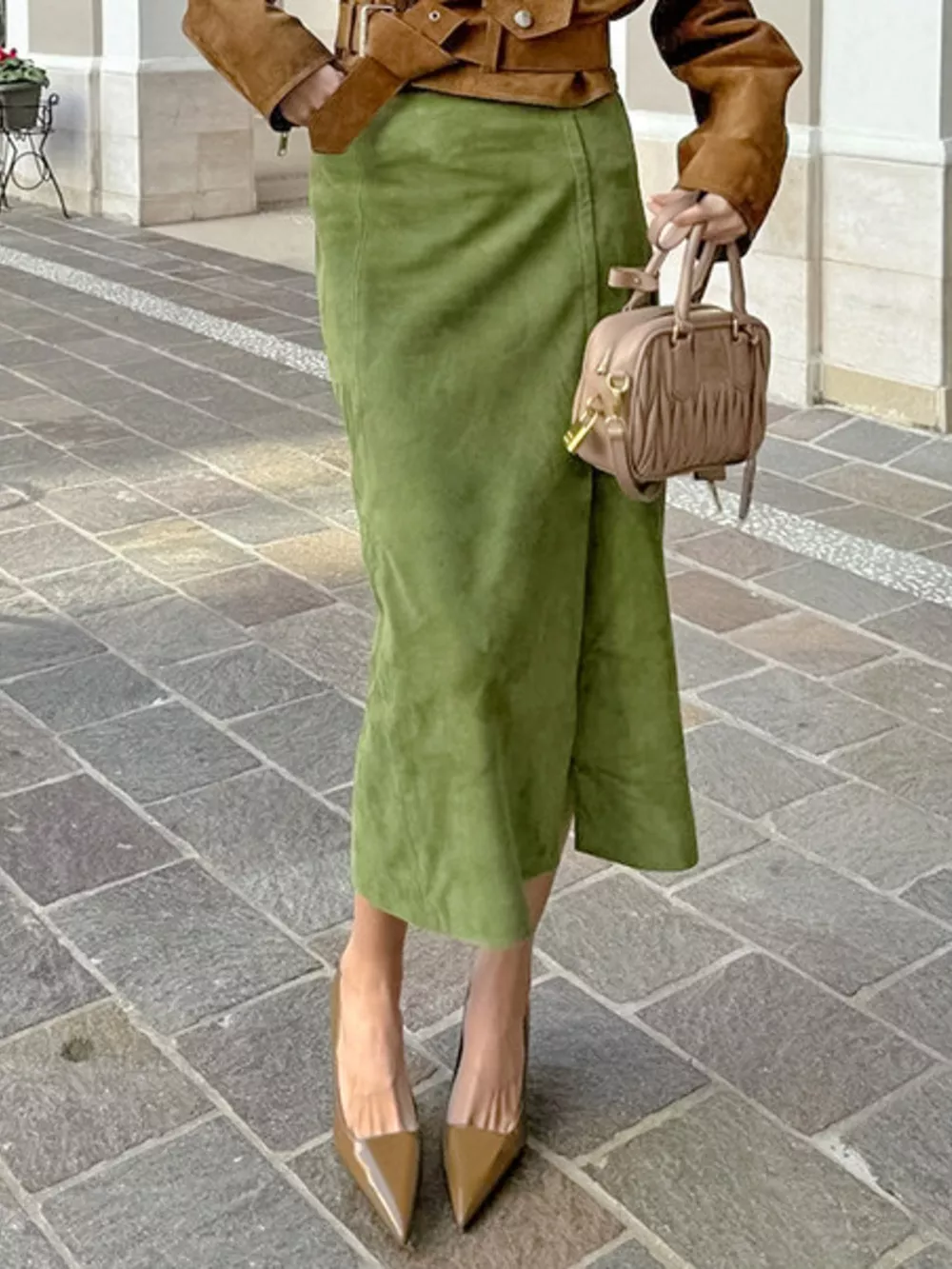 Solid Color Midi Skirt
