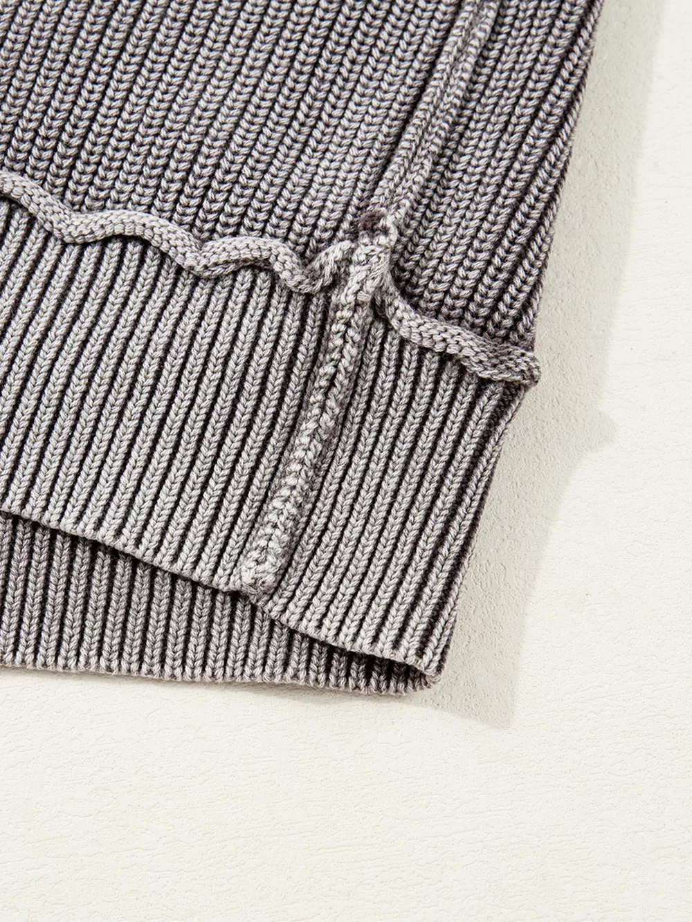 Mineral Wash Exposed Seam Patchwork Knit Open Sweater Cardigan, image 14