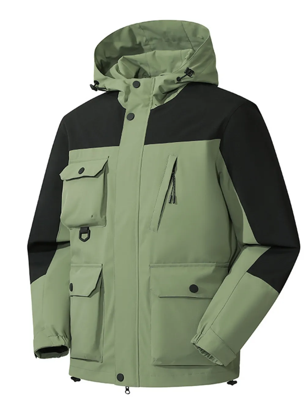 Men's Full Size Multi-Pocket Long Sleeve Hooded Jacket Plus Size, image 4