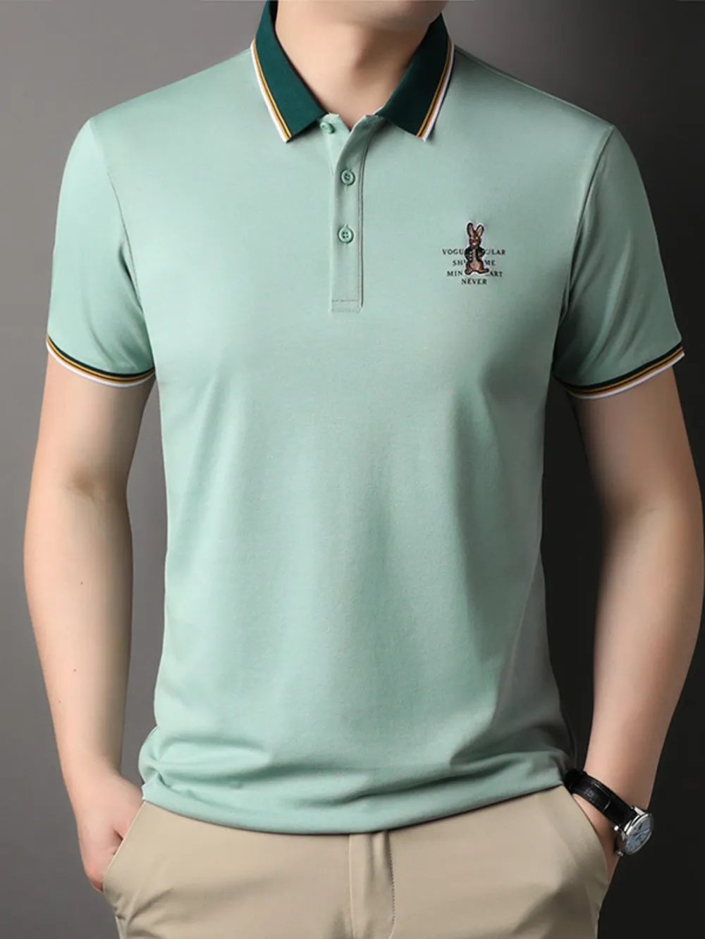 Men's Plus Size Collared Neck Short Sleeve Polo, image 4