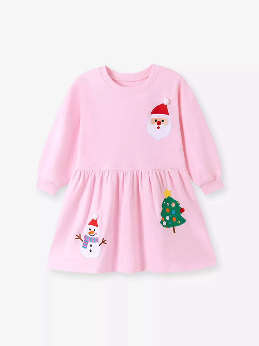 Children's Christmas Embroidered Sweatshirt Dress, image 2