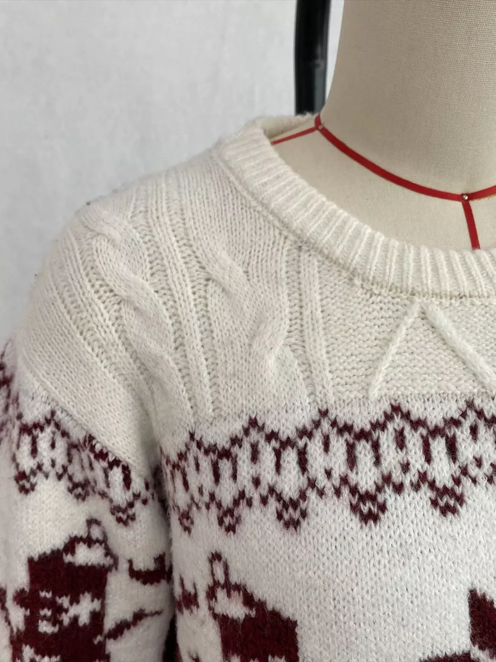 Christmas Snowman Pattern Cable Knit Sweater, image 7