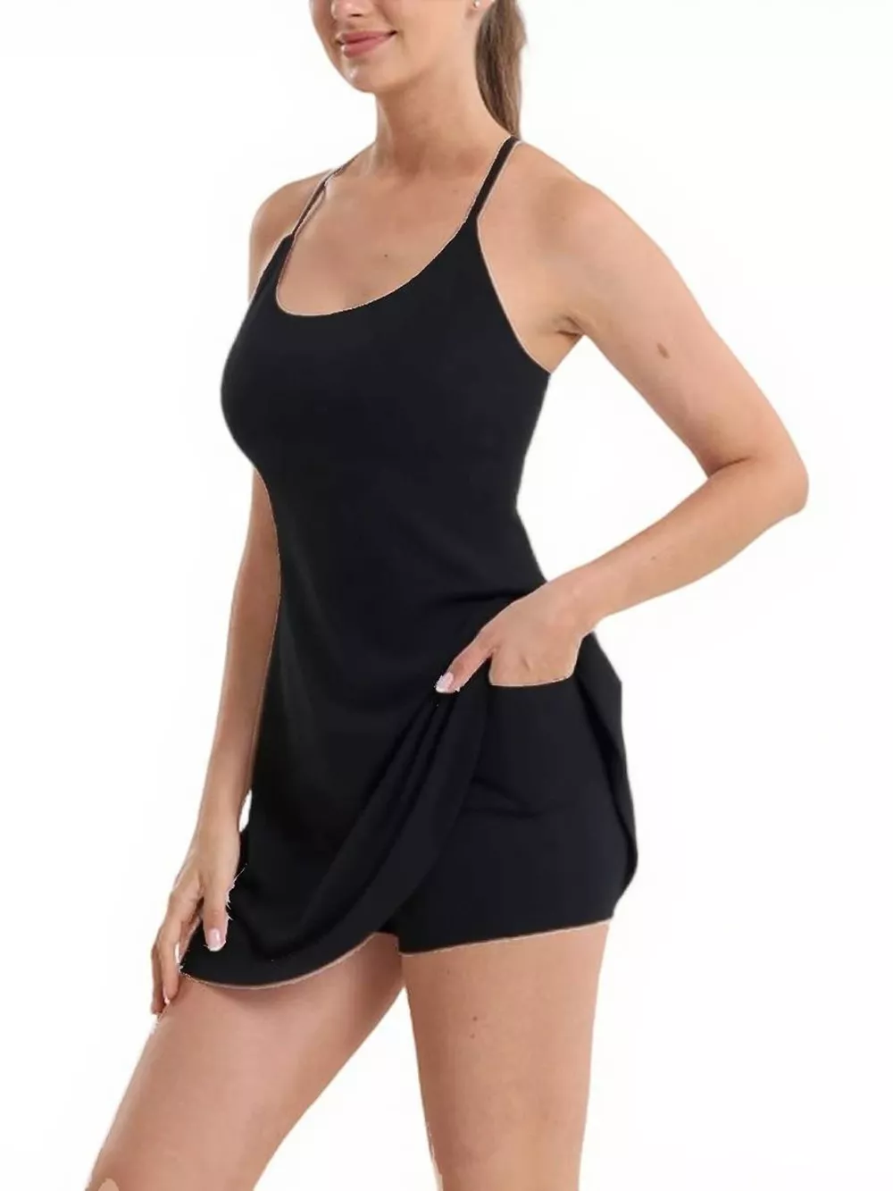 Scoop Neck Cami and Shorts Active Set, image 2