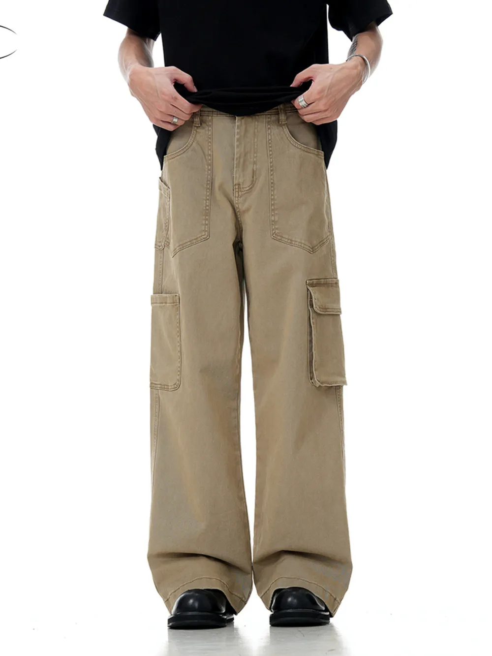 Men's Wide Leg Cargo Pants, image 2