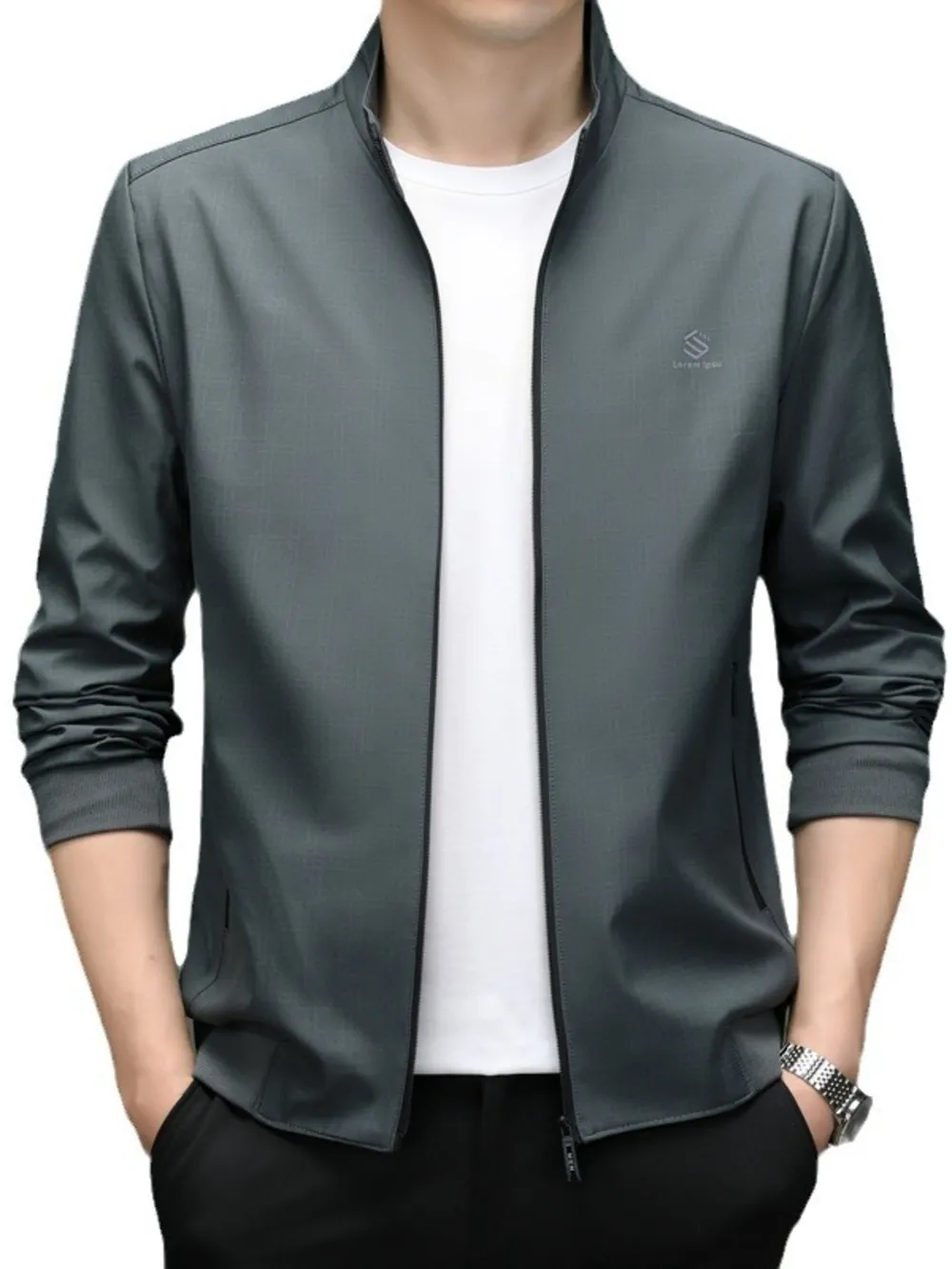 Men's Plus Size Zip Up Slim Fit Jacket, image 5