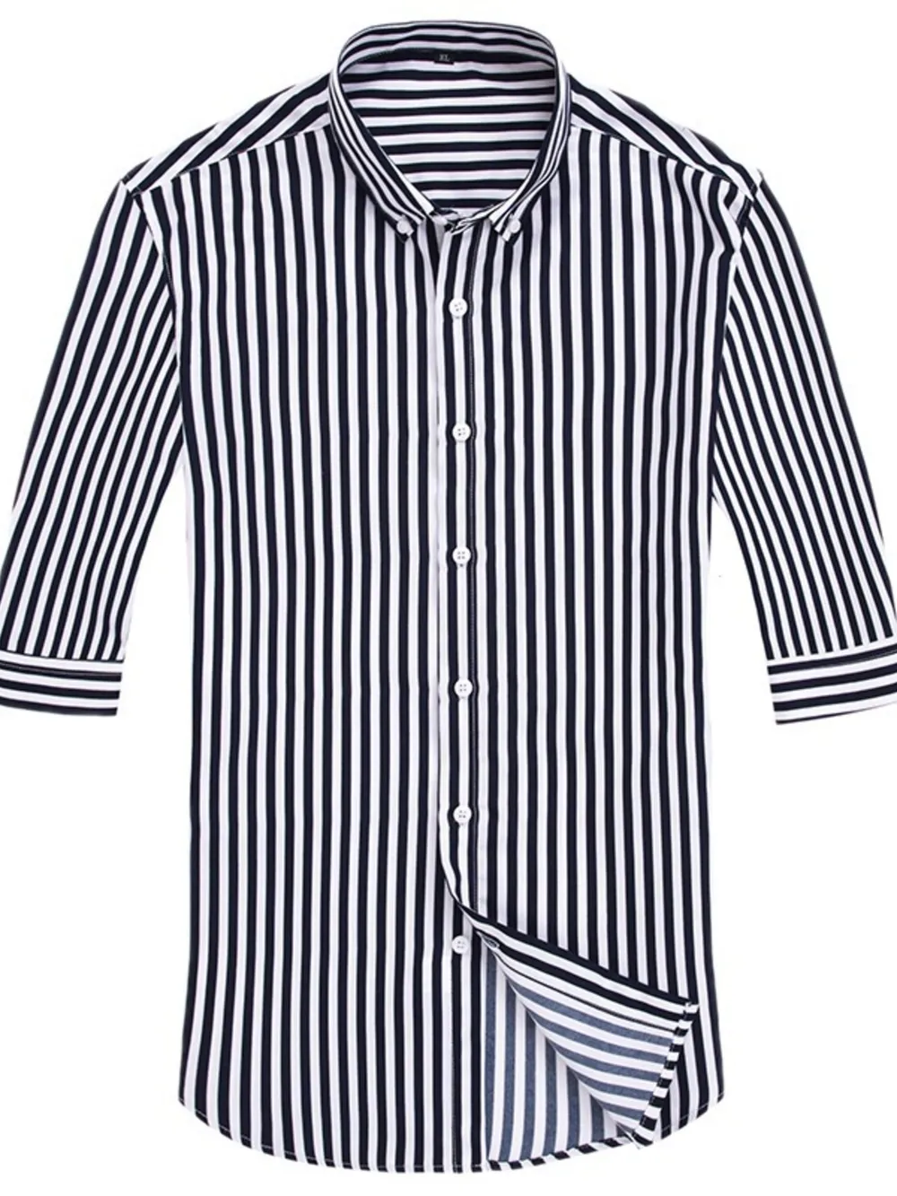 Men's Plus Size Striped Button Up Long Sleeve Shirt, image 2