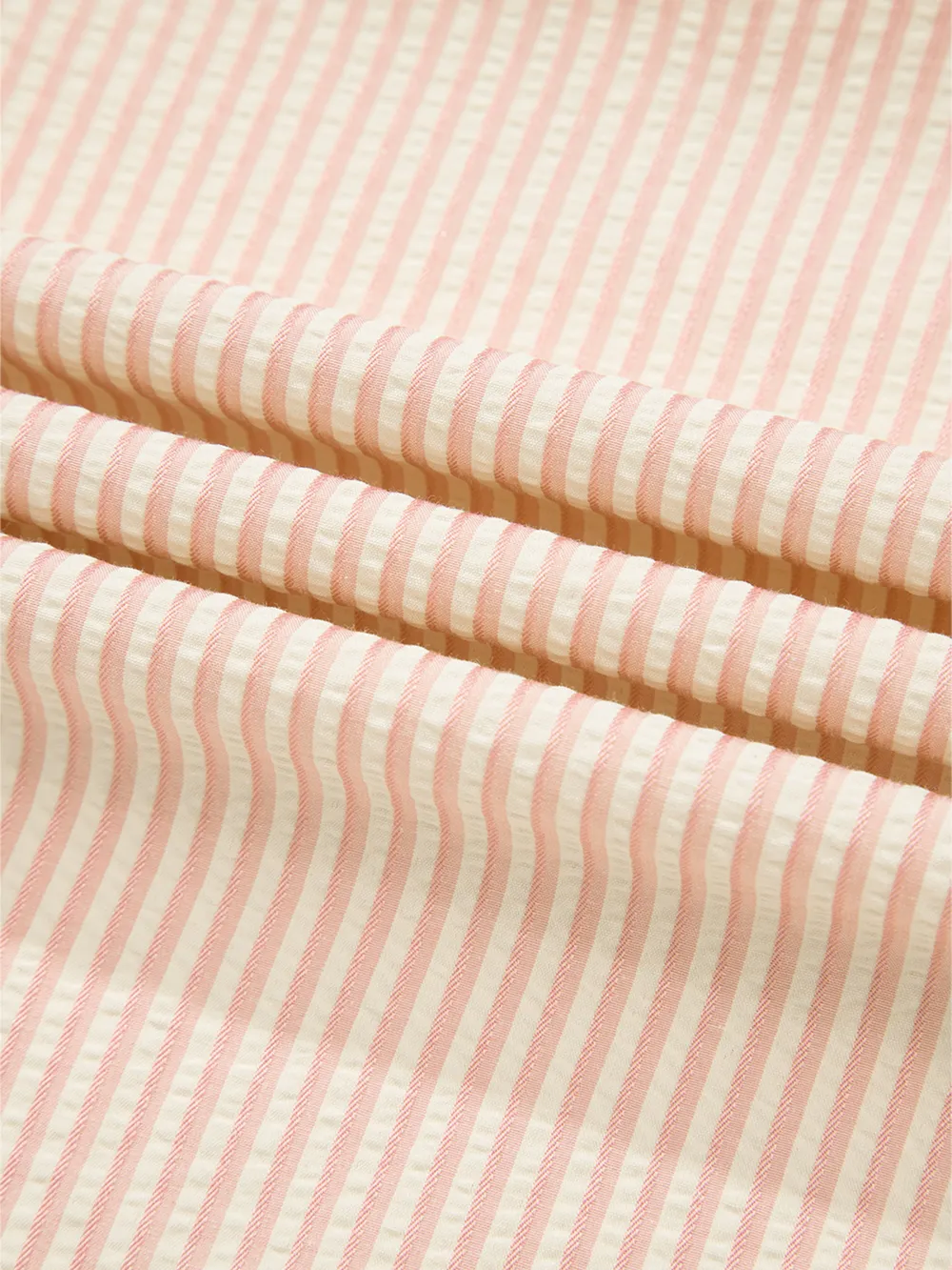Stripe Bow Knot Cuff Pearl Embellished Puff Sleeve V Neck Blouse, image 7