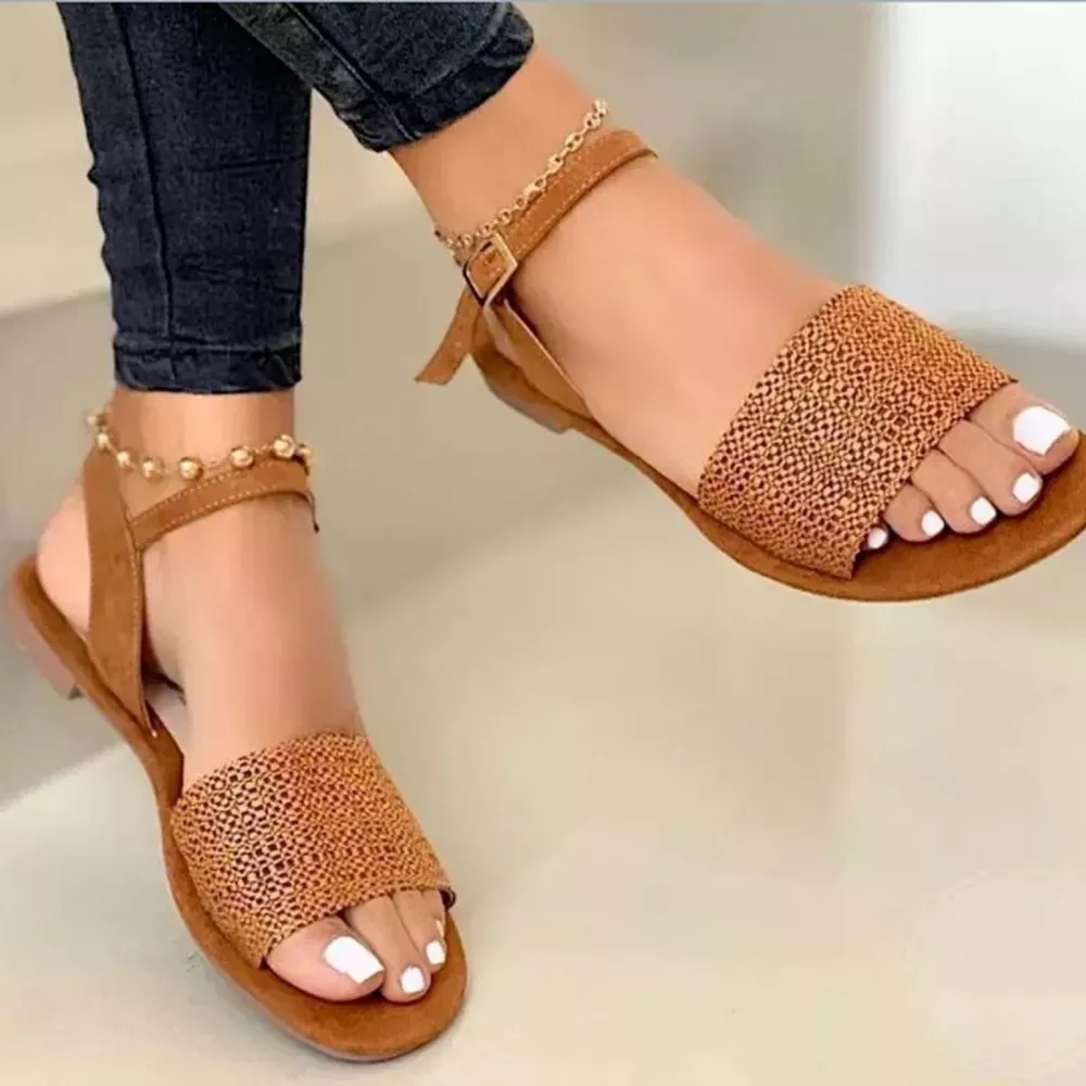 Open Toe Ankle-Strap Flat Sandals, image 7
