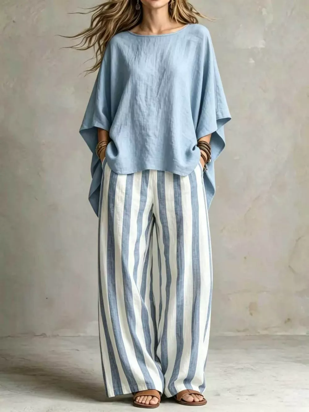 Full Size Solid Color Top and Pants Set Plus Size, image 13