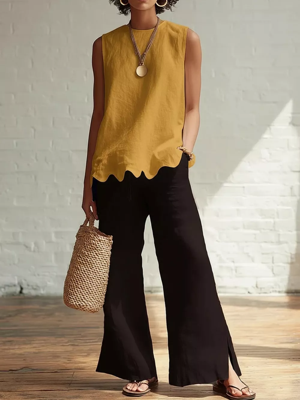 Full Size Scalloped Hem Sleeveless Tank Top Plus Size, image 9