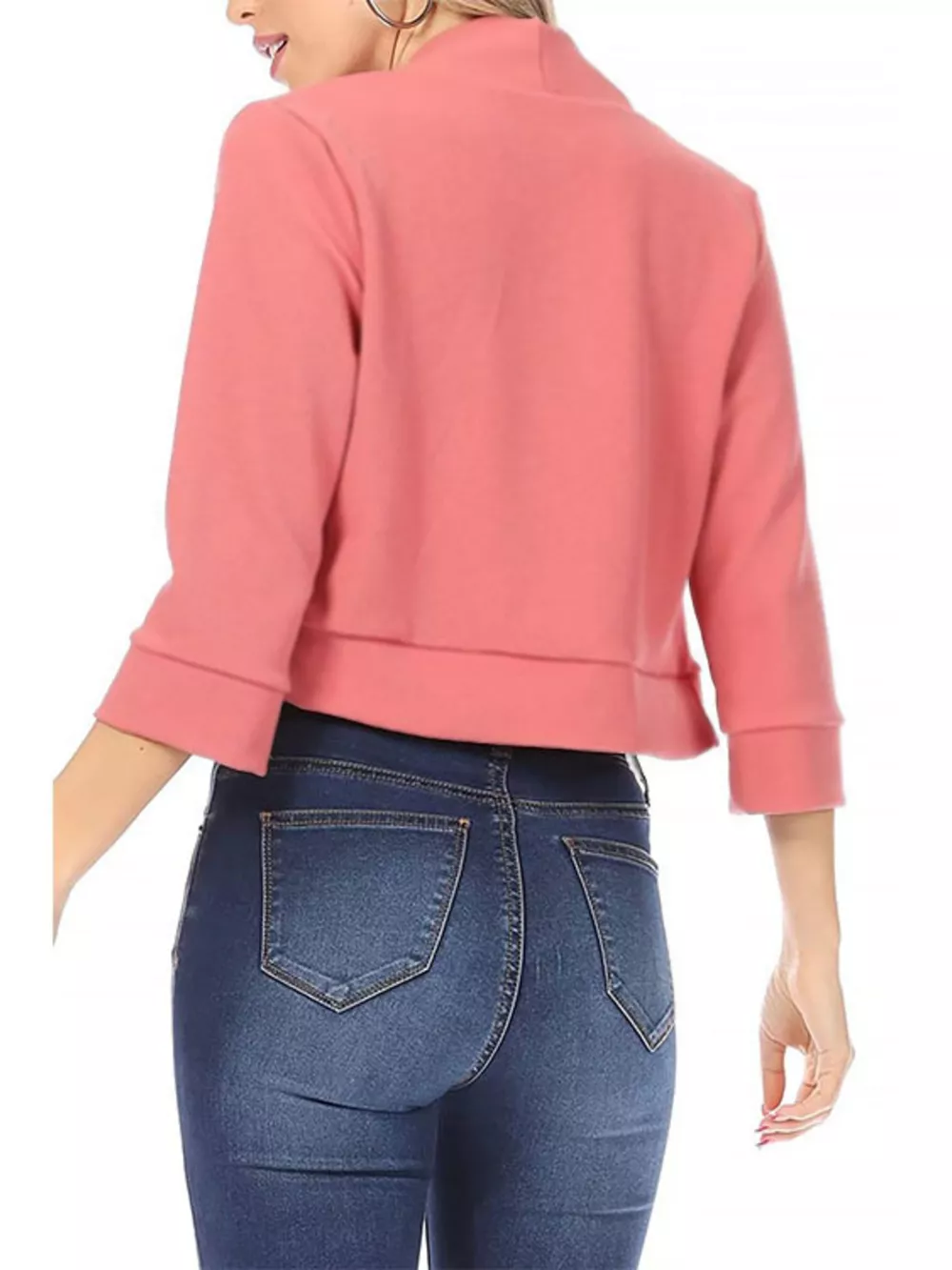 Full Size Cropped Open Front Blazer Plus Size, image 3