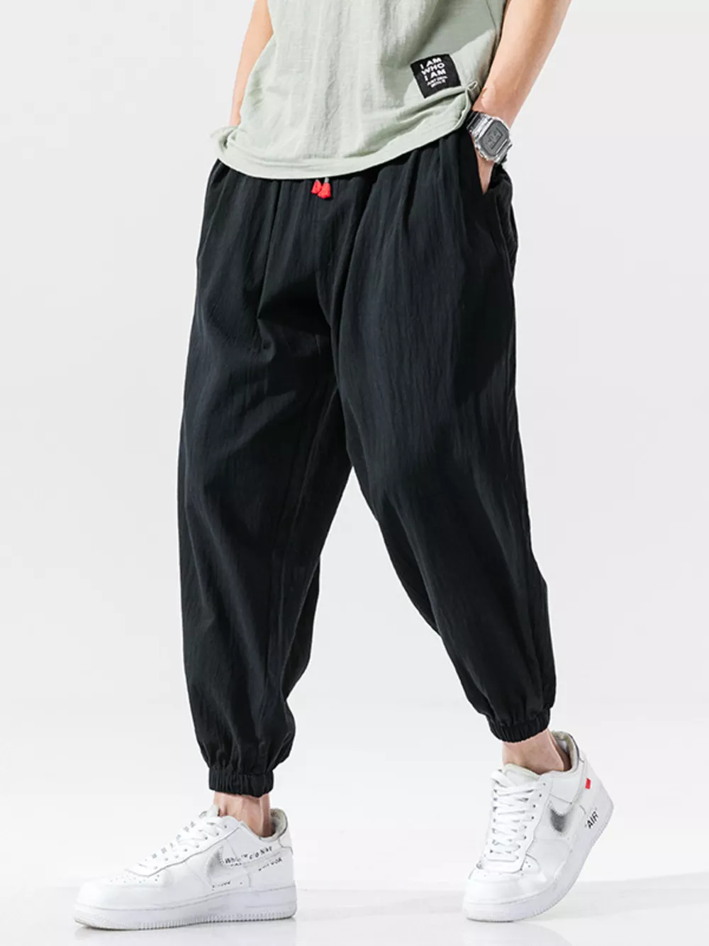 Men's Plus Size Casual Loose Fit Drawstring Joggers, image 2