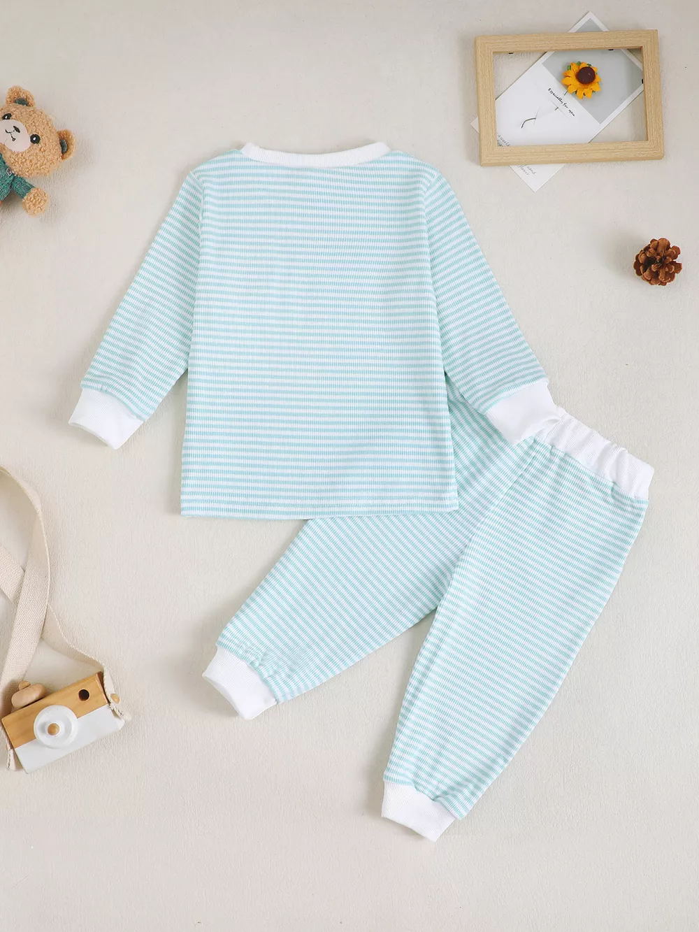 Children's Bear Striped Top and Pants Set, image 7