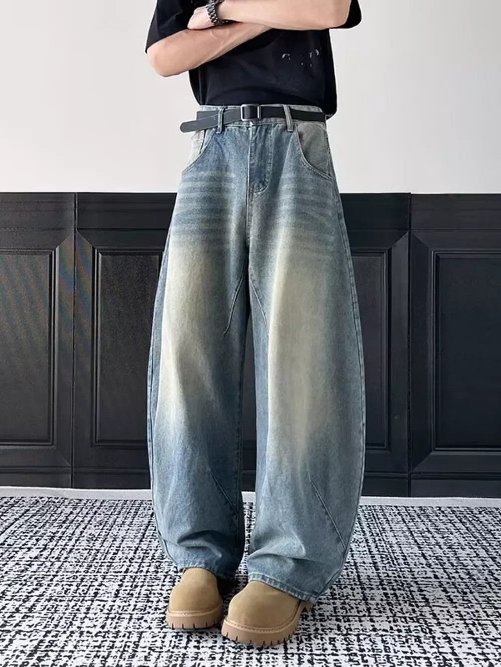 Men's Full Size Vintage Wash Wide Leg Jeans Plus Size, image 3