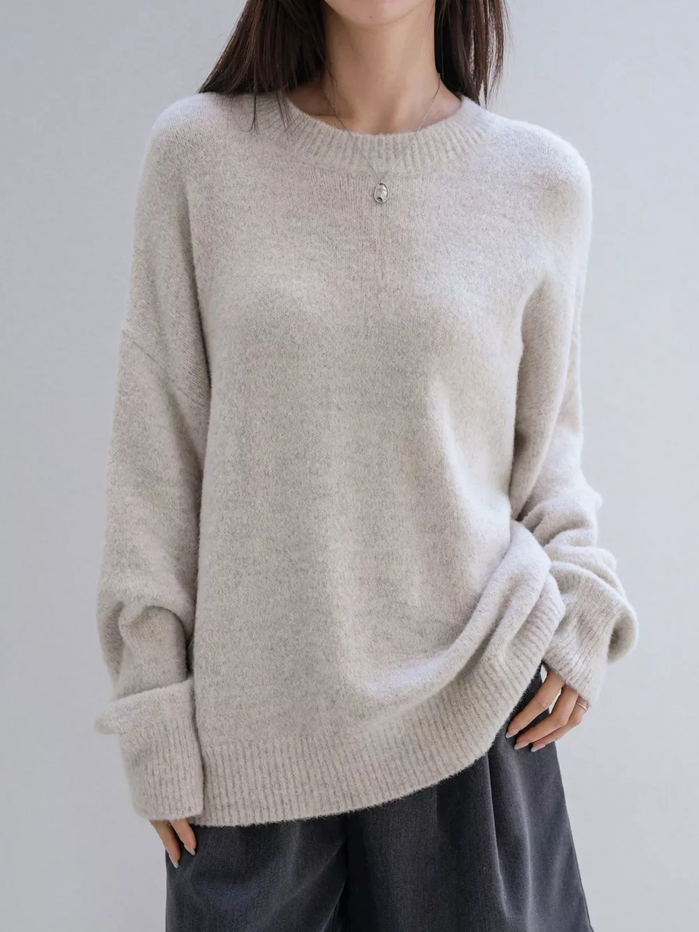 Cozy Knit Round Neck Oversized Sweater, image 17