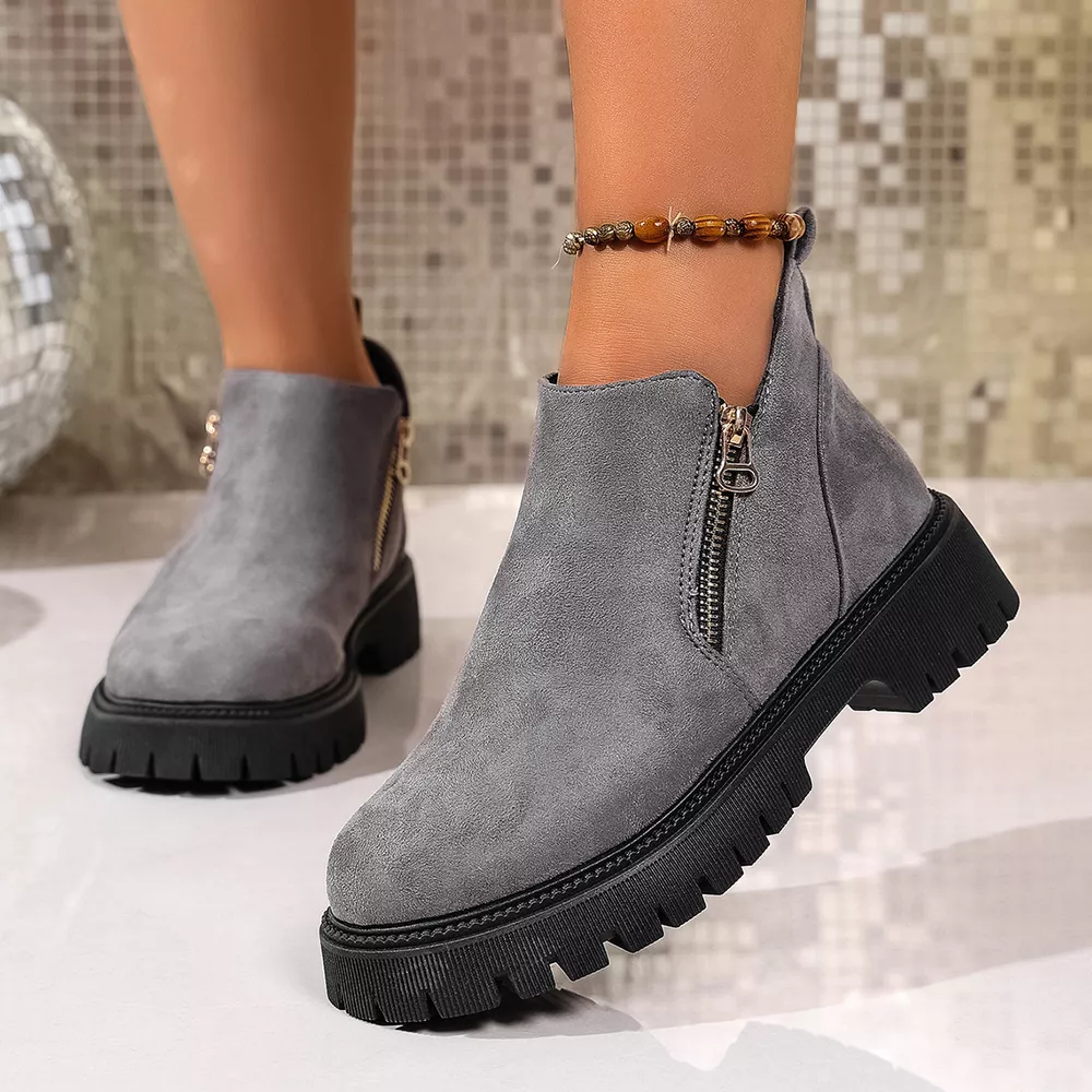 Round Toe Side Zip Ankle Boots, image 7
