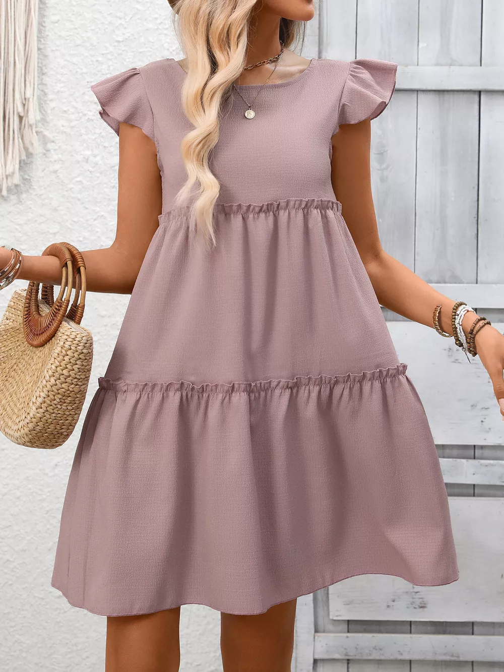 Ruffle Sleeve Tiered Mini Dress, image 16