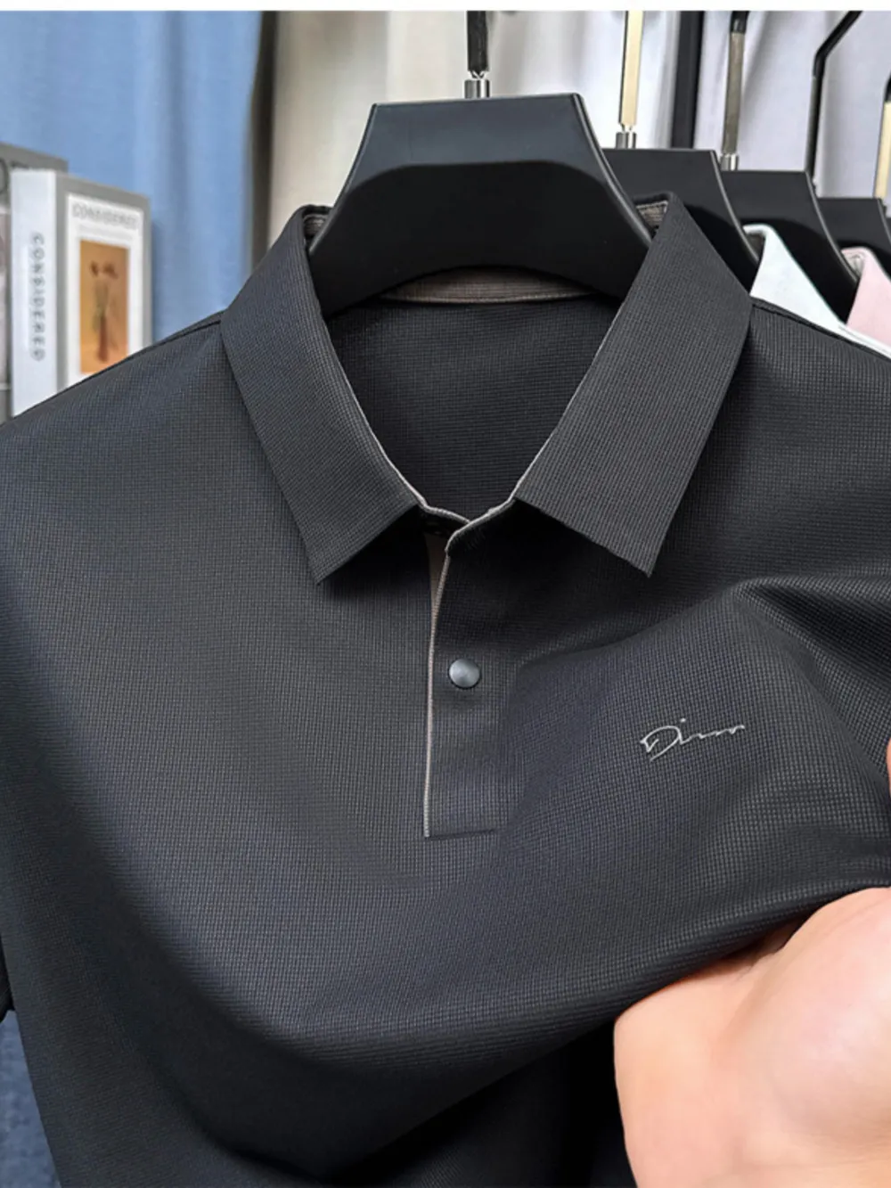Men's Plus Size Button Detail Short Sleeve Polo, image 4