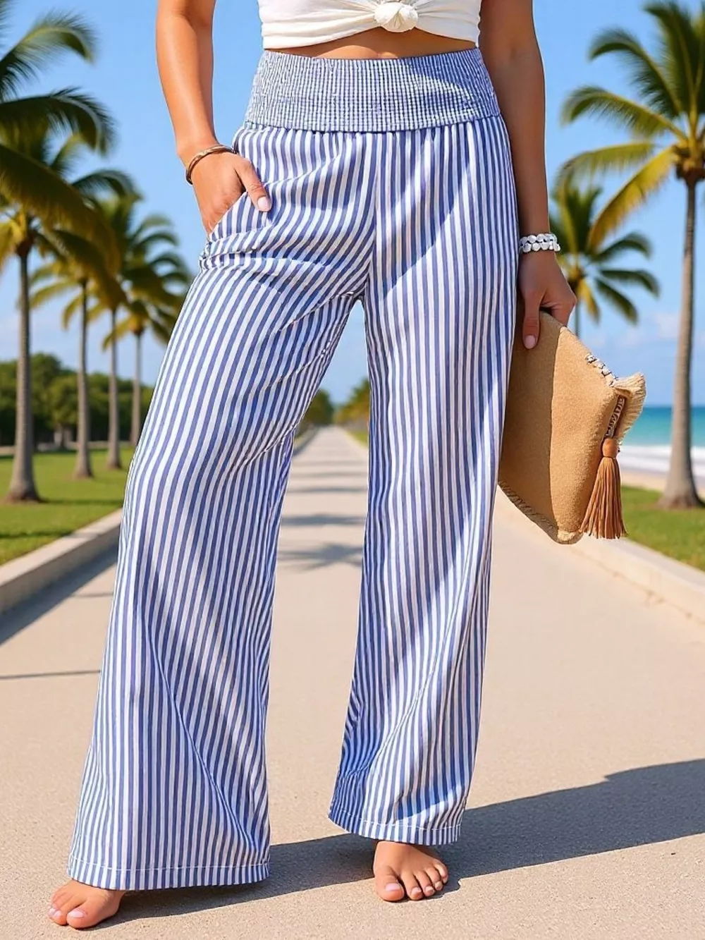 Striped Wide-Leg Pants, image 6