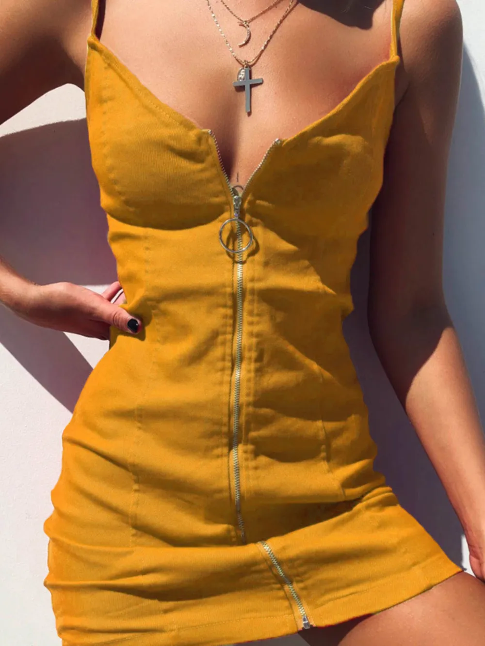 Full Size Zip-Front Bodycon Mini Dress Plus Size, image 13