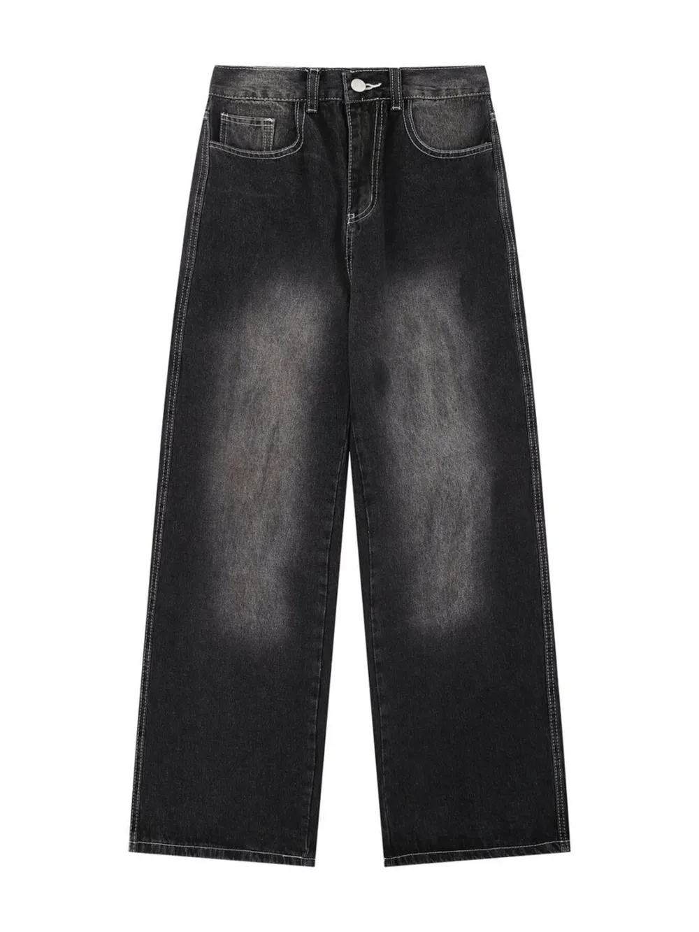 Men's Vintage Washed Wide Leg Denim Jeans