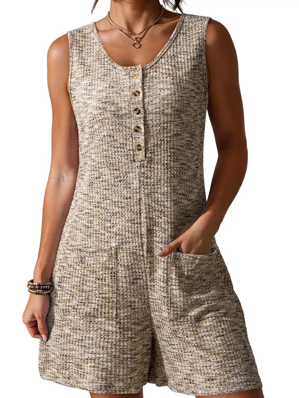 Sleeveless Button Detail Romper, image 12