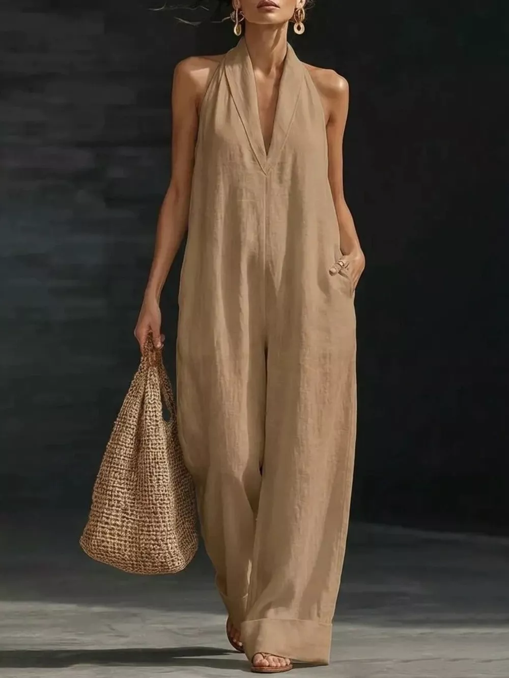 Halter Neck Wide-Leg Jumpsuit, image 5