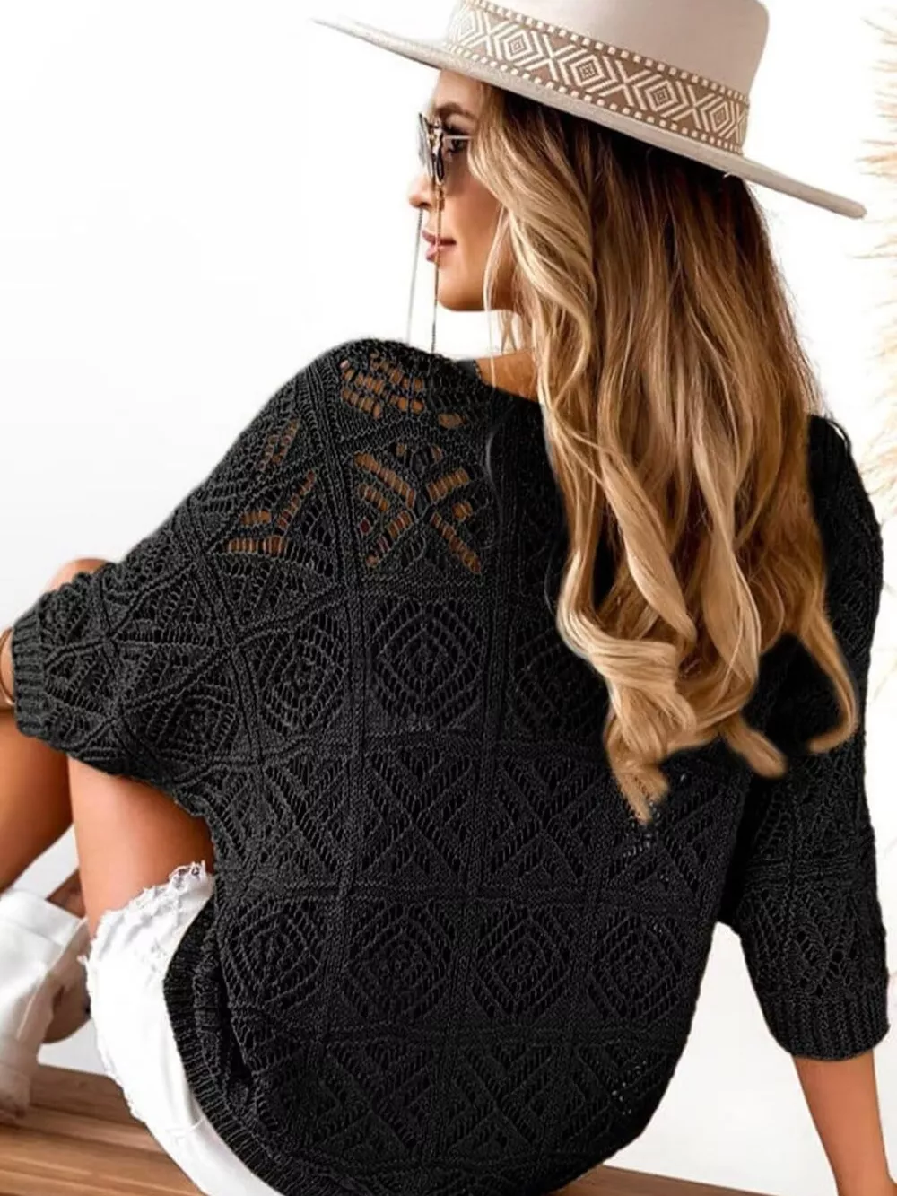 Loose Fit Crochet Knit Cover-Up, image 6