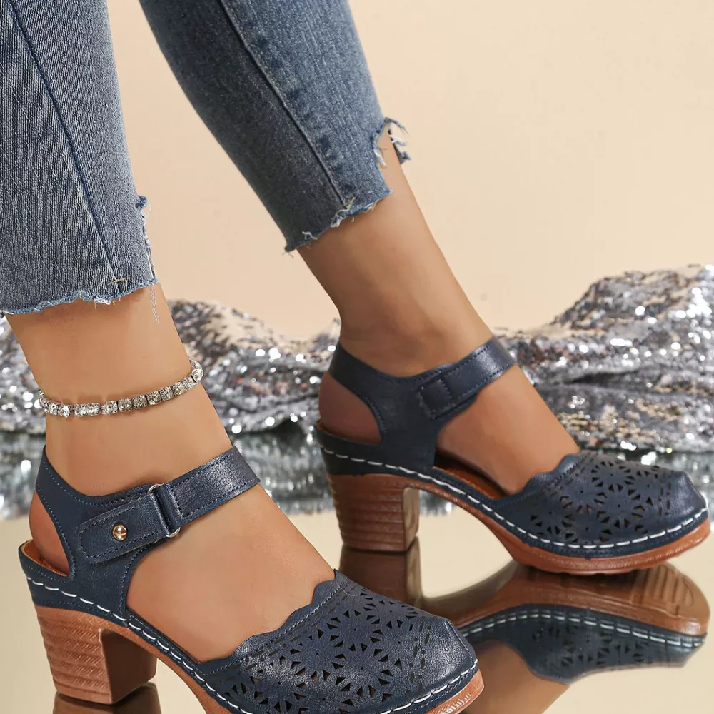 Round Toe Block Heels Sandals, image 5