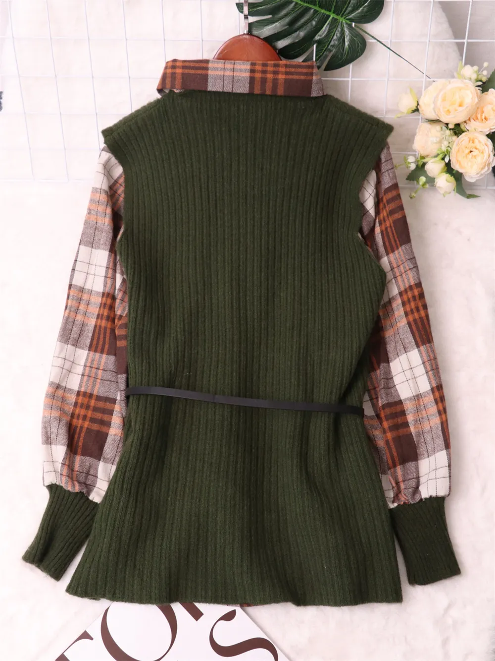 Plaid Long Sleeve Sweater Dress, image 17