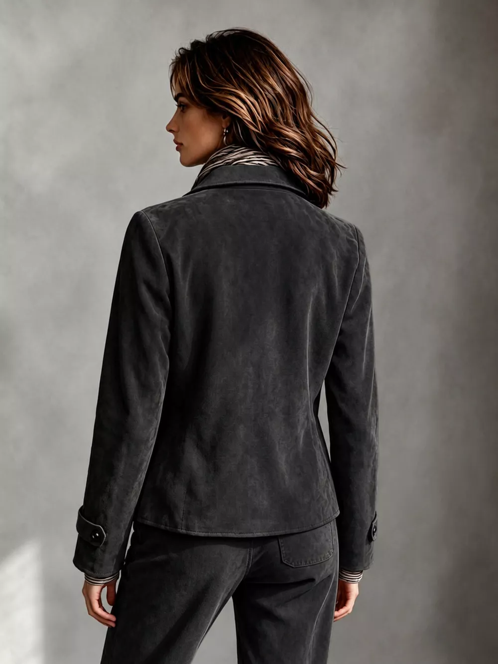 Full Size Suede Utility Blazer with Button-Front Detail Plus Size, image 8