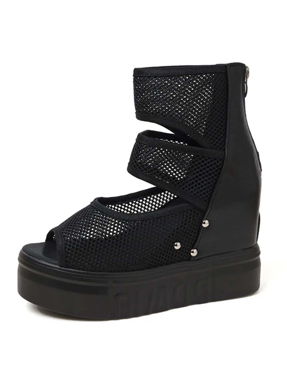 Mesh Cutout Platform Sandal, image 3